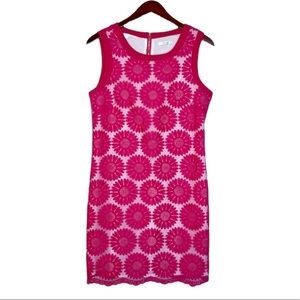 JADE Floral Lace Sleeveless Sheath Dress Size 4 in Bright Pink